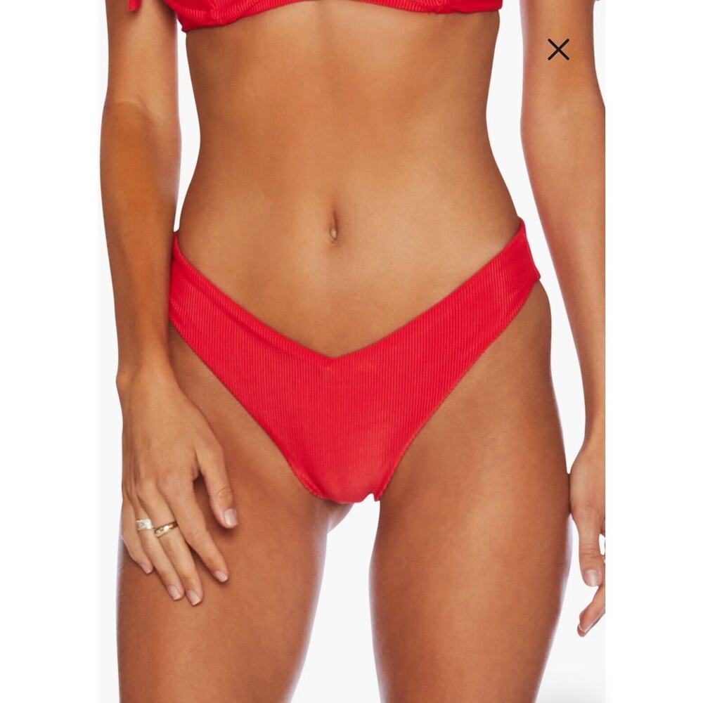 Beach Riot Vanessa Bikini Swim Bottom, US L Large Red NWOT